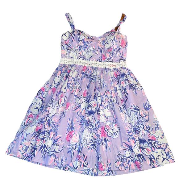 Lilly Pulitzer Devyn Dress Size 4 Trunks In The Air Light Lilac Verbena - Picture 1 of 6